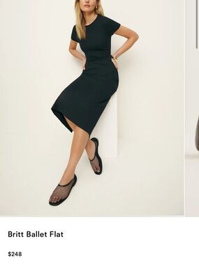 Brand new! Reformation Britt Ballet Flat in Black Mesh